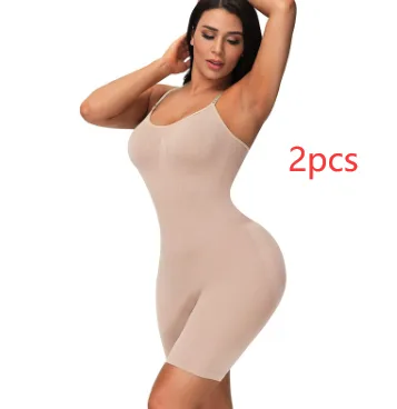 Women's Seamless Body Shaping Bodysuit Thin Elastic Body Shaping Bodysuit Tight Tummy Tummy Skin2Pcs M - Shop at LoveMi