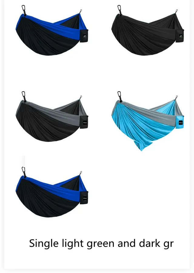 Outdoor Hammock Tear proof Multifunctional Camping Double Hammock Single Light Green And Dark Gr - Shop at LoveMi