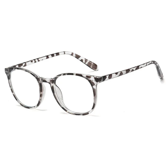 New Metal Ladies Anti blue Light Glasses Retro Fashion Glasses Flat Mirror Grey Leopard - Shop at LoveMi
