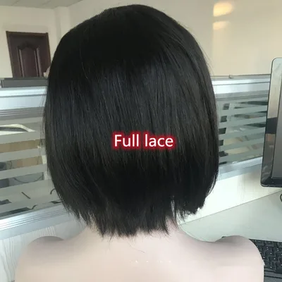 Wig Headgear Bob Wigs Real Hair Semi woven Short Straight Hair Full Lace - Shop at LoveMi