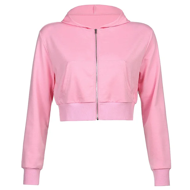 New Women's Winter Short Zipper Cardigan Sweater Pocket Hooded Solid Color Stitching Jacket Pink - Shop at LoveMi
