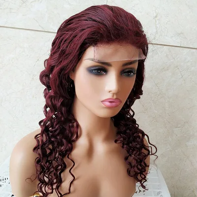 Brazilian Reality Wig Burgundy Lace Headgear 4x4 Loose Wave Lace Wig 10Inch - Shop at LoveMi