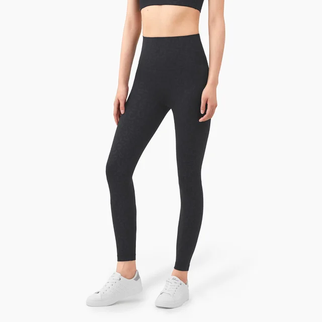 Yoga Pants Skin friendly Nude High waisted Peach Hip lifting Tights Fitness Pants Women Embossed Leopard - Shop at LoveMi