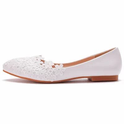 White Pointed Toe Casual Flat Shoes White - Shop at LoveMi