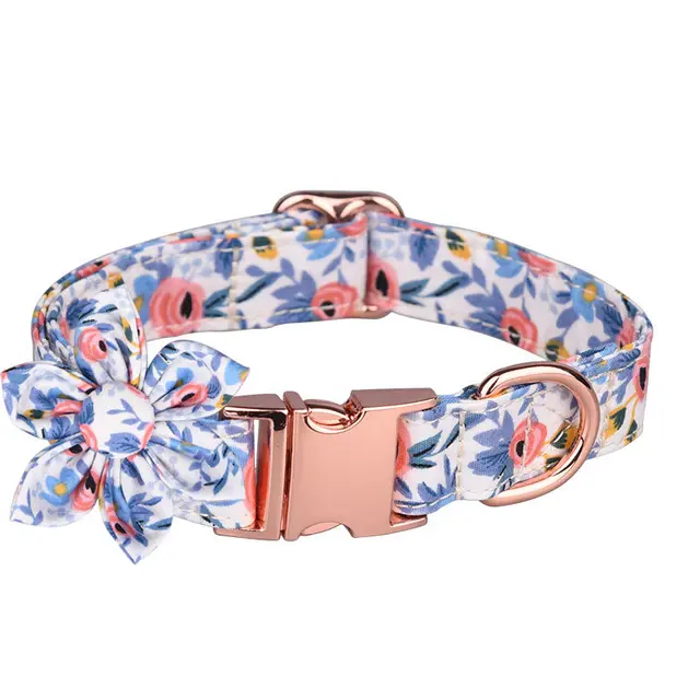 Custom Pet Collar And Leash Set Six Petal Blue - Shop at LoveMi