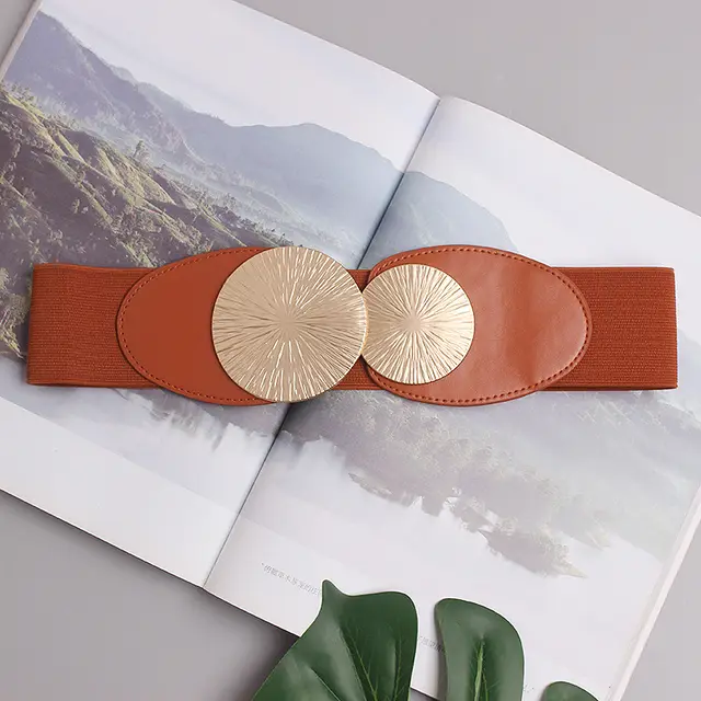 Women's Belt Wide Summer Elastic Girdle Decoration Red Elastic Belt Skirt Skirt Dress New All match Camel - Shop at LoveMi
