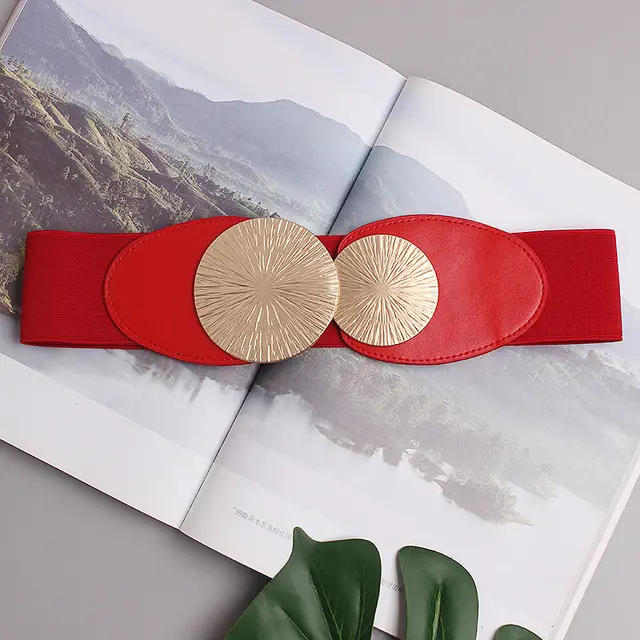 Women's Belt Wide Summer Elastic Girdle Decoration Red Elastic Belt Skirt Skirt Dress New All match Red - Shop at LoveMi