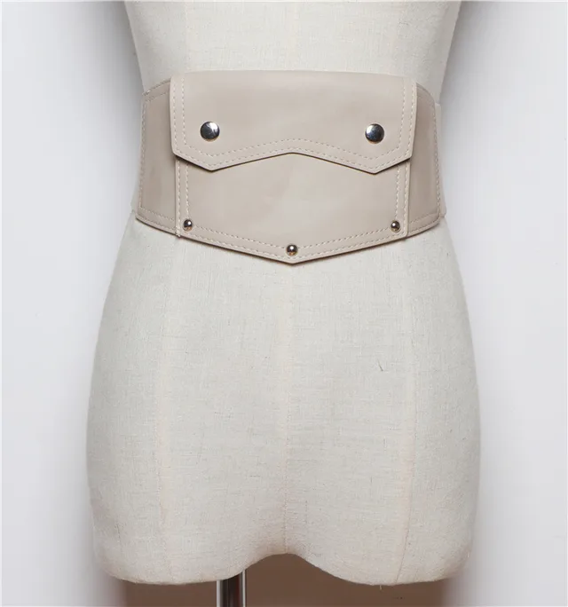Korean Version Of Thin Women's Wide Belt Elastic Girdle Collocation Dress Jacket Waist Apricot - Shop at LoveMi