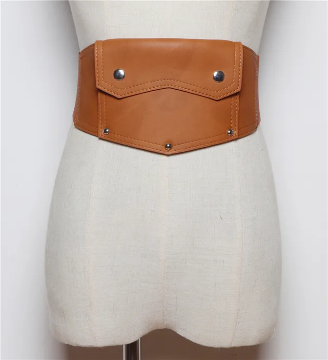 Korean Version Of Thin Women's Wide Belt Elastic Girdle Collocation Dress Jacket Waist Camel - Shop at LoveMi