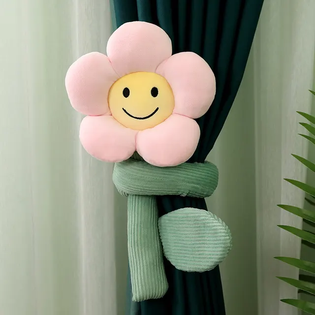 Doll Cute Cartoon Sunflower Curtain Buckle Plush Pink - Shop at LoveMi