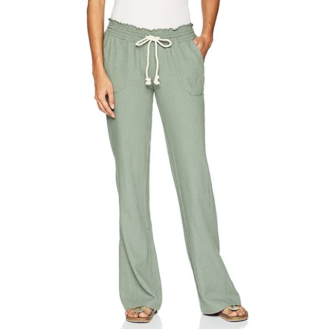Women's High Waist Wide Leg Pants Soft Breathable Casual Pants Army Green - Shop at LoveMi