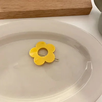 Cute Flower Hairpin Candy Color Hairpin Side Clip Hair Ornament Yellow - Shop at LoveMi