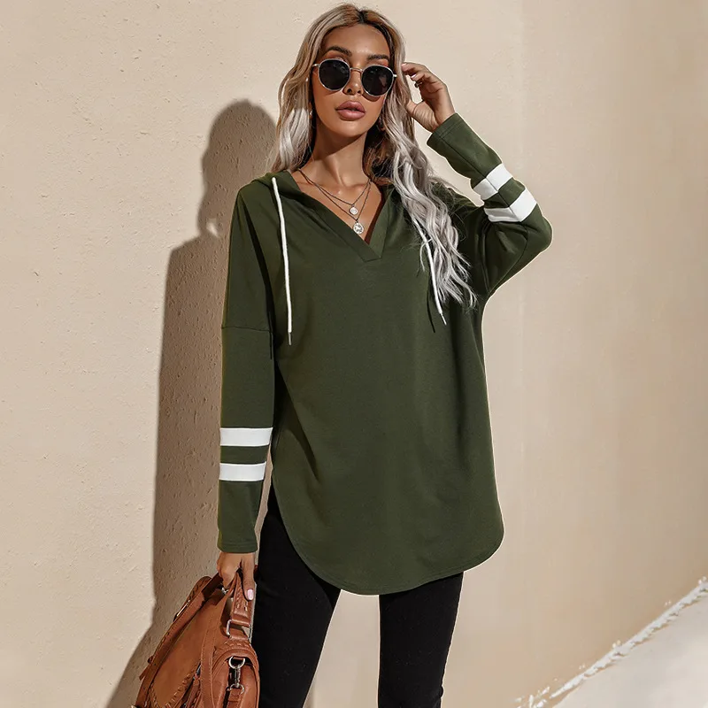 Mid length Thin Loose Hooded Sweatshirt Green - Shop at LoveMi