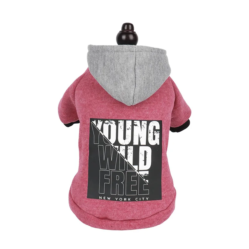 Letter Print Hooded Sweatshirt - Rose Red - View 1