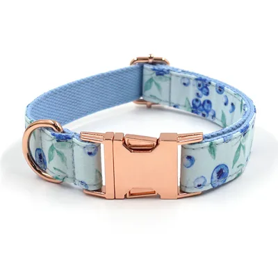 Blueberry Pet Collar Leash Bow Rose Gold Buckle Dog Collar Blueberry Collar - Shop at LoveMi