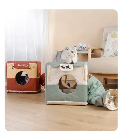 Cat Litter Universal Semi enclosed Sleeping Nest Foldable Matcha Square Nest - Shop at LoveMi