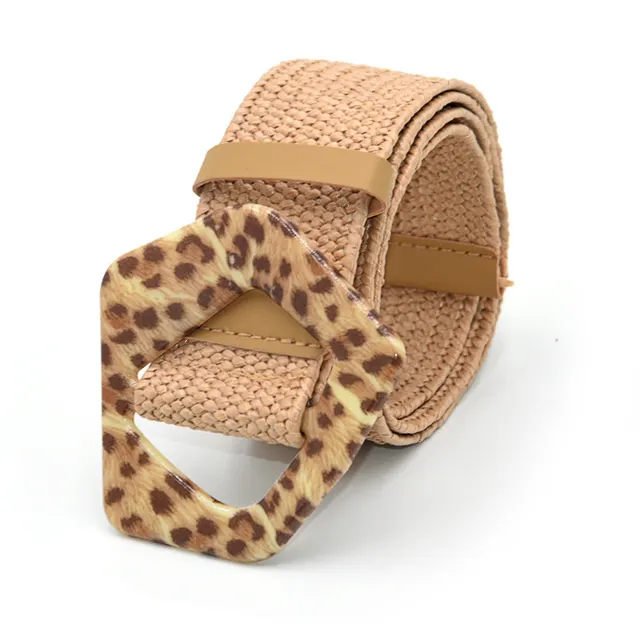 Bohemian Holiday Linen Woven Belt Leopard Buttonapricot - Shop at LoveMi