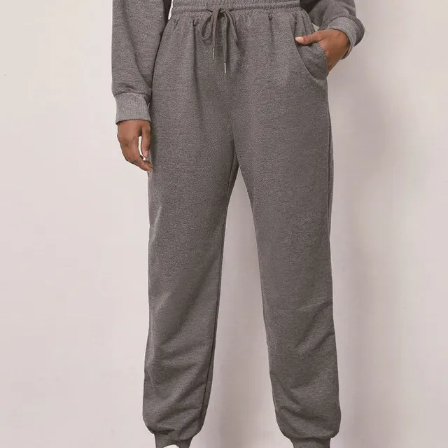 Sweatpants Ins Wind Casual Elastic Lace Solid Color Casual Trousers Sports Pants Women's Feet Dark Grey - Shop at LoveMi