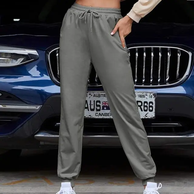 Sweatpants Ins Wind Casual Elastic Lace Solid Color Casual Trousers Sports Pants Women's Feet Grey - Shop at LoveMi