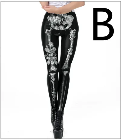Halloween Night Skull Frame Digital Print Sexy Leggings B M - Shop at LoveMi