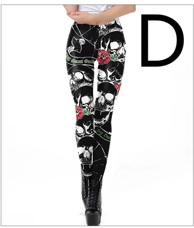 Halloween Night Skull Frame Digital Print Sexy Leggings D L - Shop at LoveMi