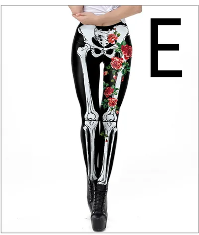 Halloween Night Skull Frame Digital Print Sexy Leggings E S - Shop at LoveMi