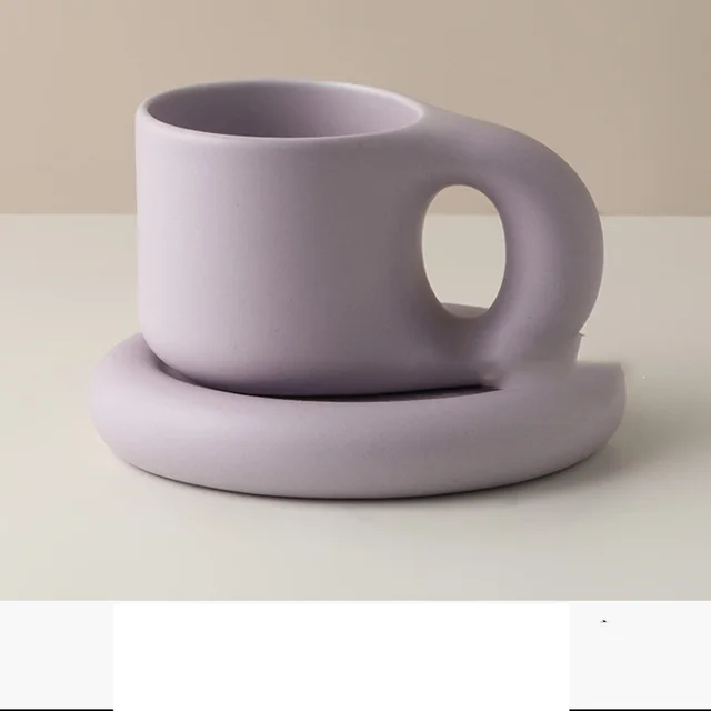 Trendy Cute Fat Cup Water Cup Coffee Cup Fat Cup Set Fragrant Taro Colo - Shop at LoveMi