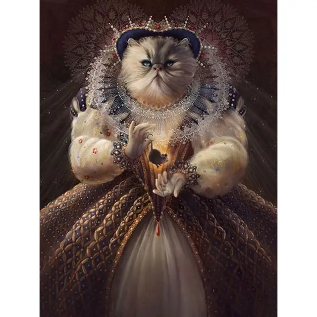Cat Queen Theme Diamond Painting, Full Embroidery, Square Beads - Shop at LoveMi