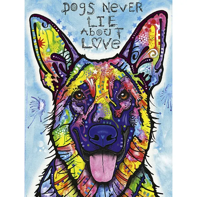 Colorful Dog Mosaic, Full Embroidered Square Rhinestones, Cross Stitch, Home Decoration Round - Shop at LoveMi