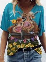 Short-sleeved Multicolour Loose-fit Women's T-shirt