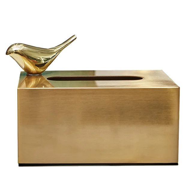 Brass Metal Small House Tissue Box Rectangular Pure Copper Bird - Shop at LoveMi