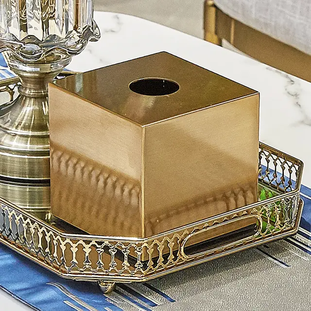 Brass Metal Small House Tissue Box Square - Shop at LoveMi
