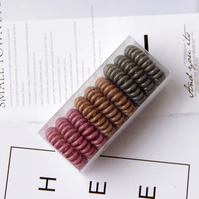 Telephone Line Head Rope Hair Ring Transparent Phone Ring Dark Color - Shop at LoveMi