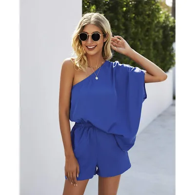 New Sexy Off Shoulder Loose Jumpsuit Sapphire Blue - Shop at LoveMi