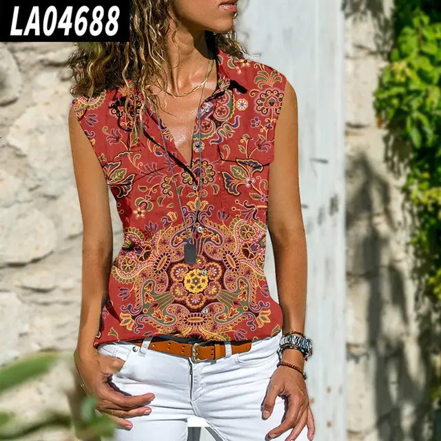 Fashionable Bohemian Loose Women's Sleeveless Shirt 2 Style - Shop at LoveMi