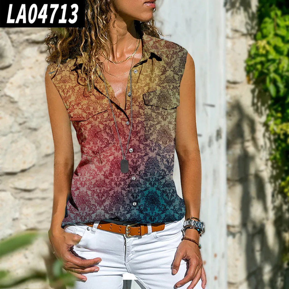 Fashionable Bohemian Loose Women's Sleeveless Shirt 5 Style Xxs - Shop at LoveMi