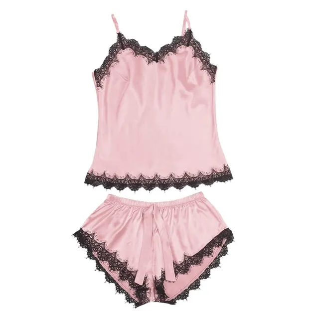 Sexy Lace Side See through Split Pajamas Sexy Pajamas Lace Suit Pink - Shop at LoveMi
