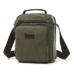Single Shoulder Messenger Bag Solid Colour Zipper Handbag Fashion Casual Canvas Bag - Green