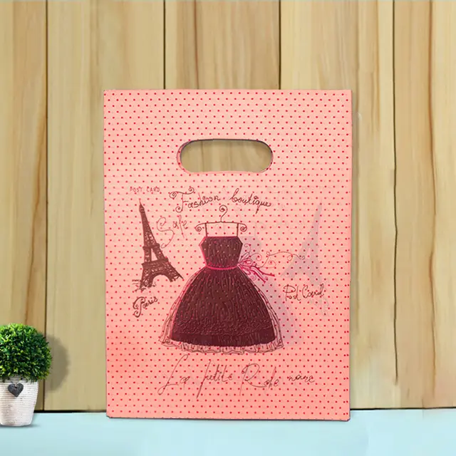 Jewelry Bag Cute Cartoon Plastic Bag Gift Bag Literary Small Bag Clothing Bag Pink Skirt - Shop at LoveMi