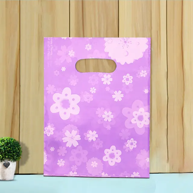 Jewelry Bag Cute Cartoon Plastic Bag Gift Bag Literary Small Bag Clothing Bag Purple Sunflower - Shop at LoveMi