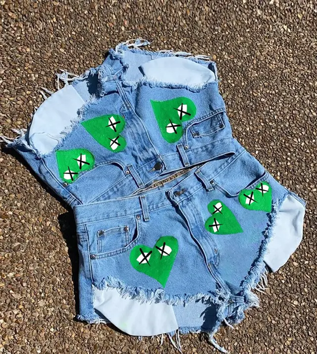 All match Casual Denim Shorts Green - Shop at LoveMi