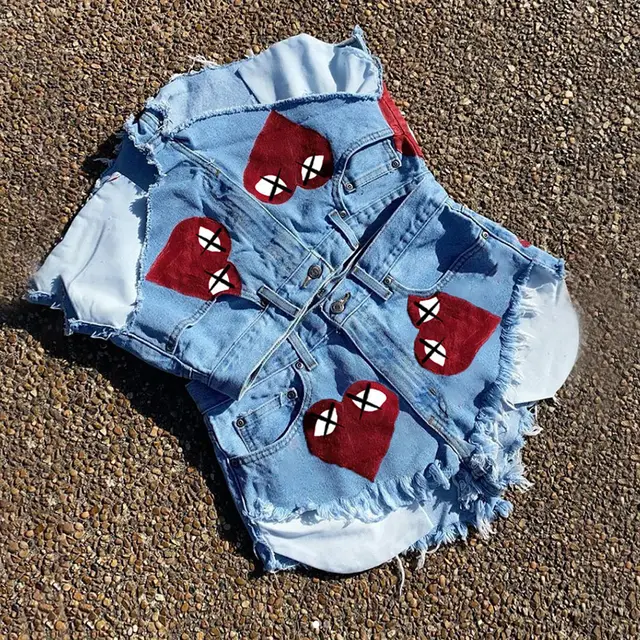 All match Casual Denim Shorts Red - Shop at LoveMi