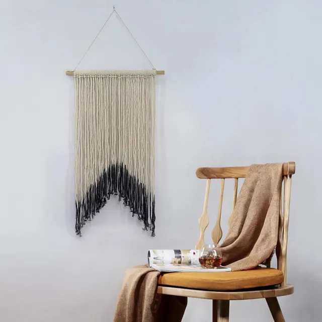 Bohemian Tapestry Pure Cotton Hand woven Craft Jewelry Wall Decoration Beige - Shop at LoveMi