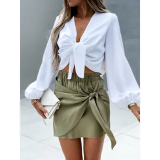 Casual Lace-up Skirt INS Holiday Style Personality Short Skirt Women - Green