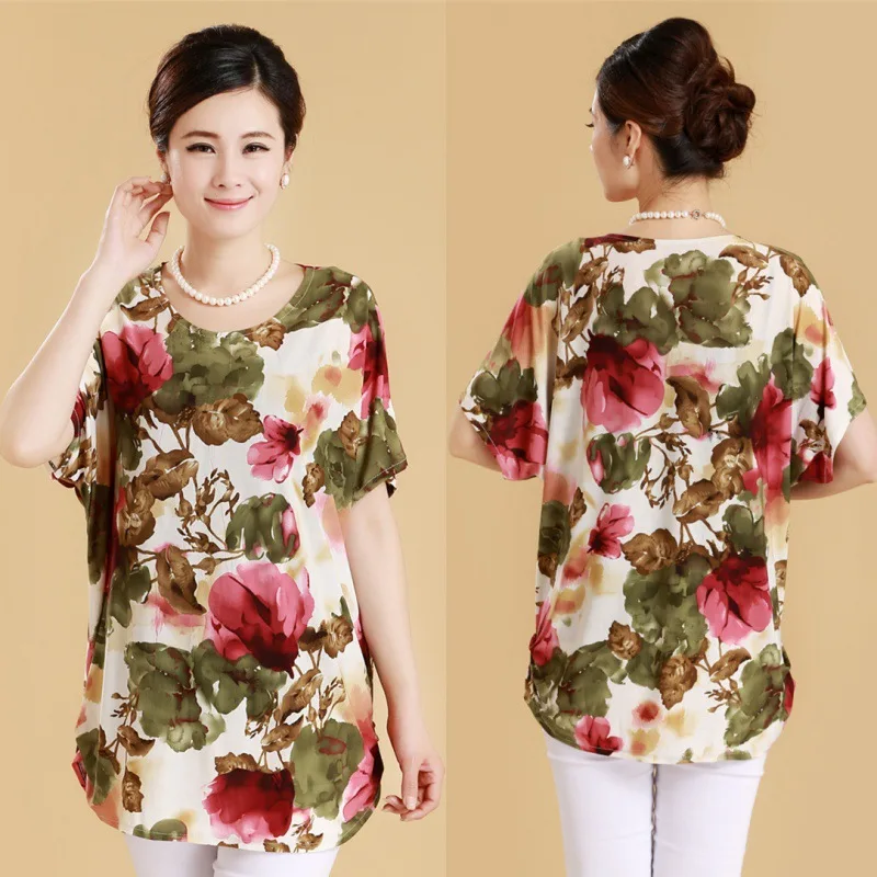 Middle aged And Elderly Women's Summer Tops 6Style 5Xl - Shop at LoveMi