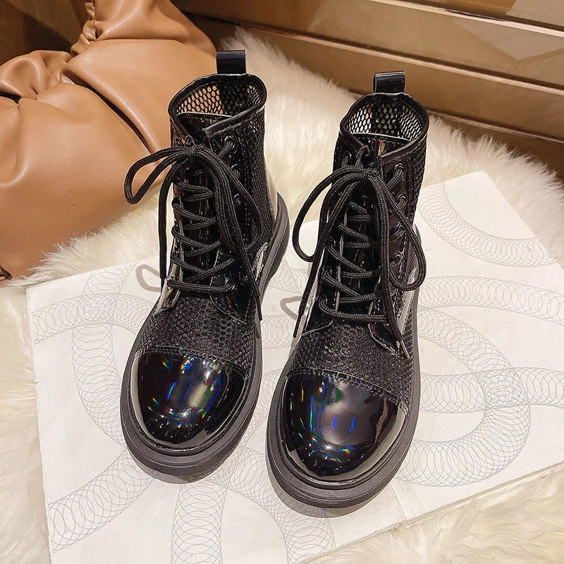 Martin Boots Single Boot Skinny Motorcycle Boots Black - Shop at LoveMi