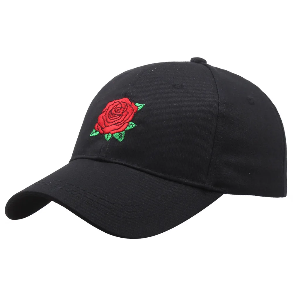 Rose Flower Table Tennis Bat Embroidery Baseball Cap Black - Shop at LoveMi
