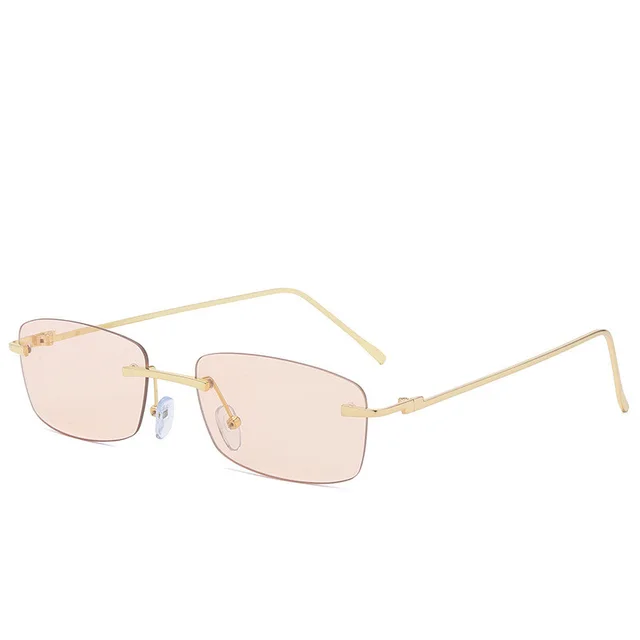Fashion Rimless Cut edge Sunglasses Ocean Lens Sunglasses Champagne - Shop at LoveMi