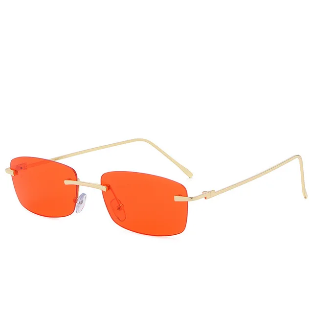 Fashion Rimless Cut edge Sunglasses Ocean Lens Sunglasses Red - Shop at LoveMi