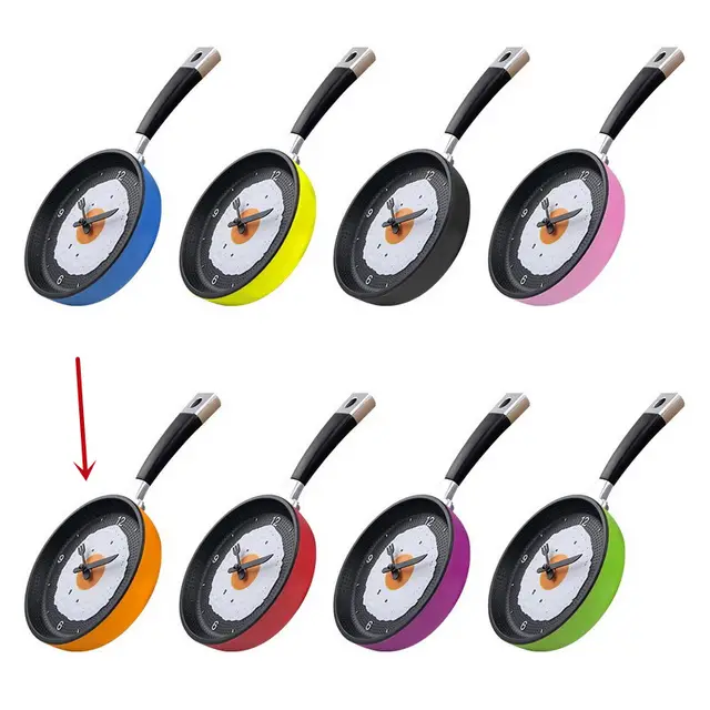 Fried Egg Pan Clock Mute Clock Simple Clock Wall Clock Wall Watch Orange - Shop at LoveMi